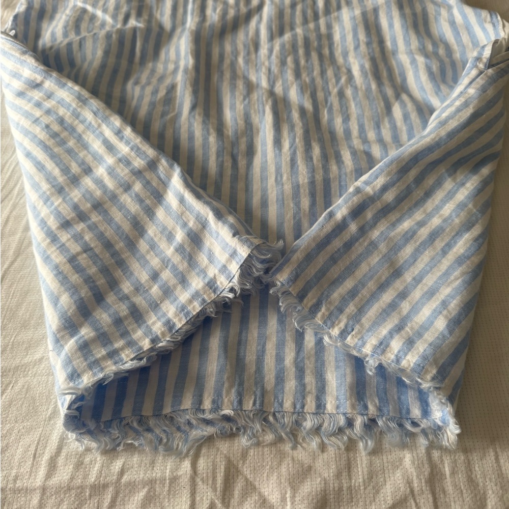 Tommy Bahama Light Blue and White Frayed Edge Top - Picture 9 of 10